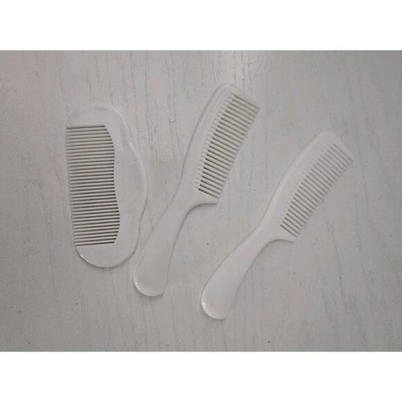 Vintage Clinique Hair‎ Comb Wide Tooth Detangling White Hard Plastic Set Of 3 - Picture 7 of 8